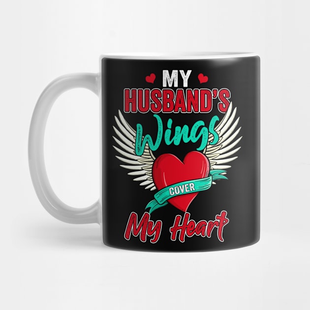 My Husband's Wings Cover My Heart Funny Single Moms Mothers by subtletyearthy